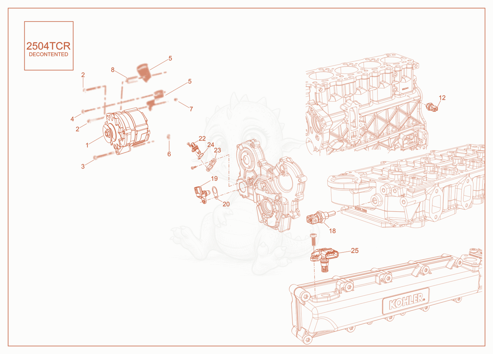 Exploded parts diagram of the Electrical of a Wacker Neuson ST28(S05-5), with numbered balloons