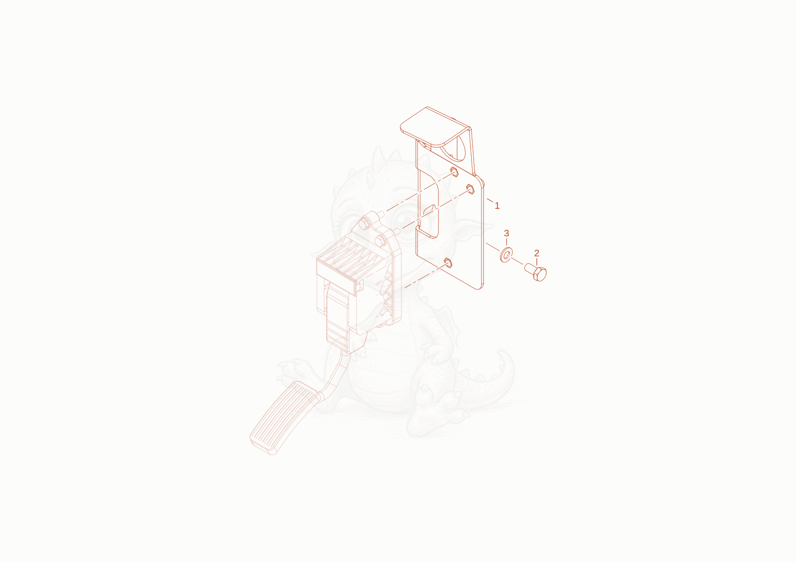 Exploded parts diagram of the bracket pedal of a Wacker Neuson TH522STAGEV, with numbered balloons