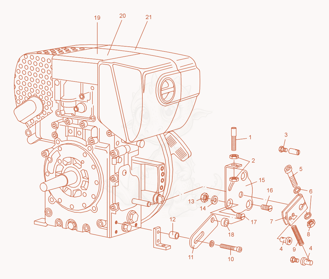 Exploded parts diagram of the Governor with Bowden Cable of a Wacker Neuson DPS1850HASPHALT, with numbered balloons
