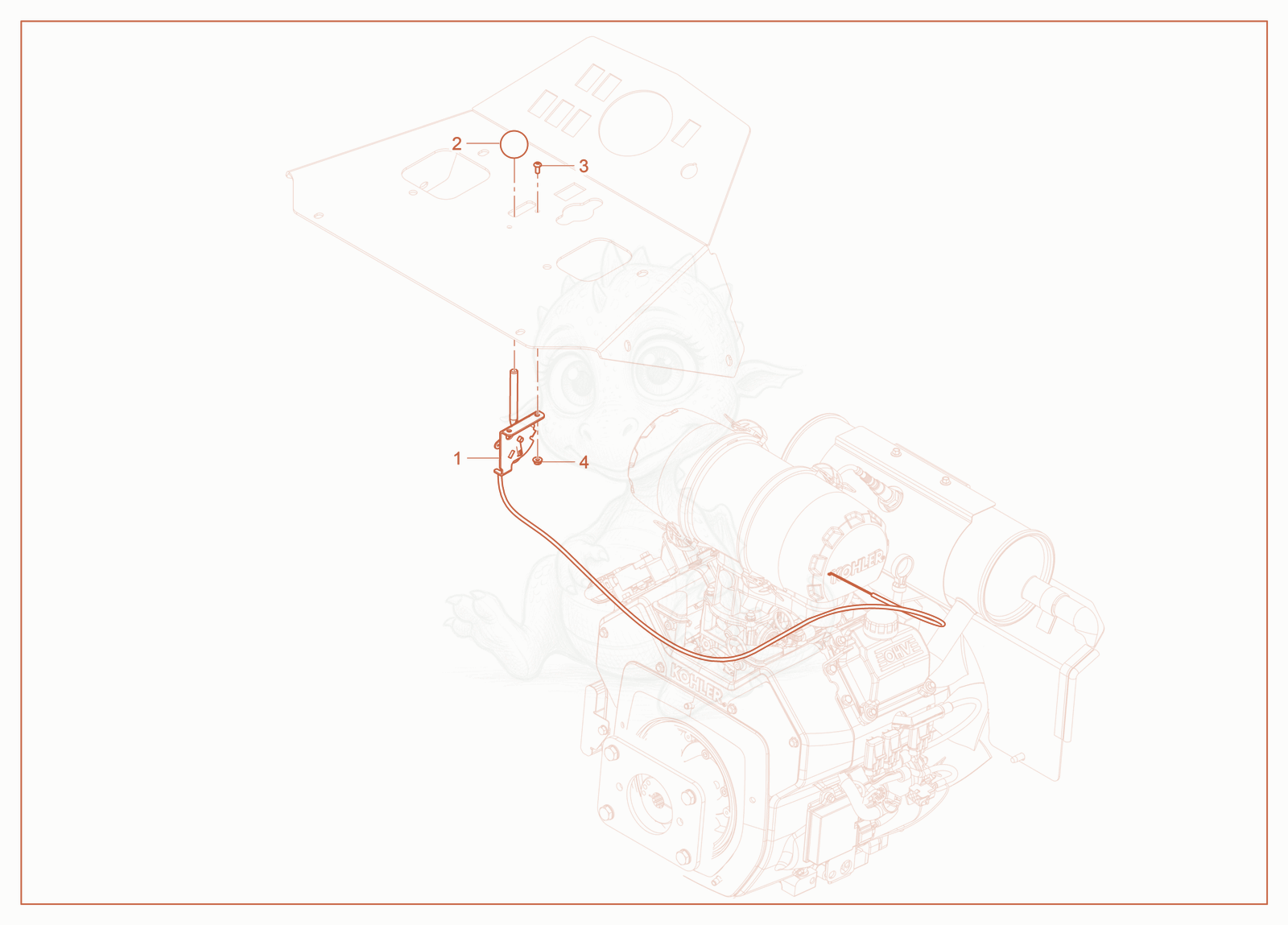 Exploded parts diagram of the Throttle Cable Complete of a Wacker Neuson SM60, with numbered balloons
