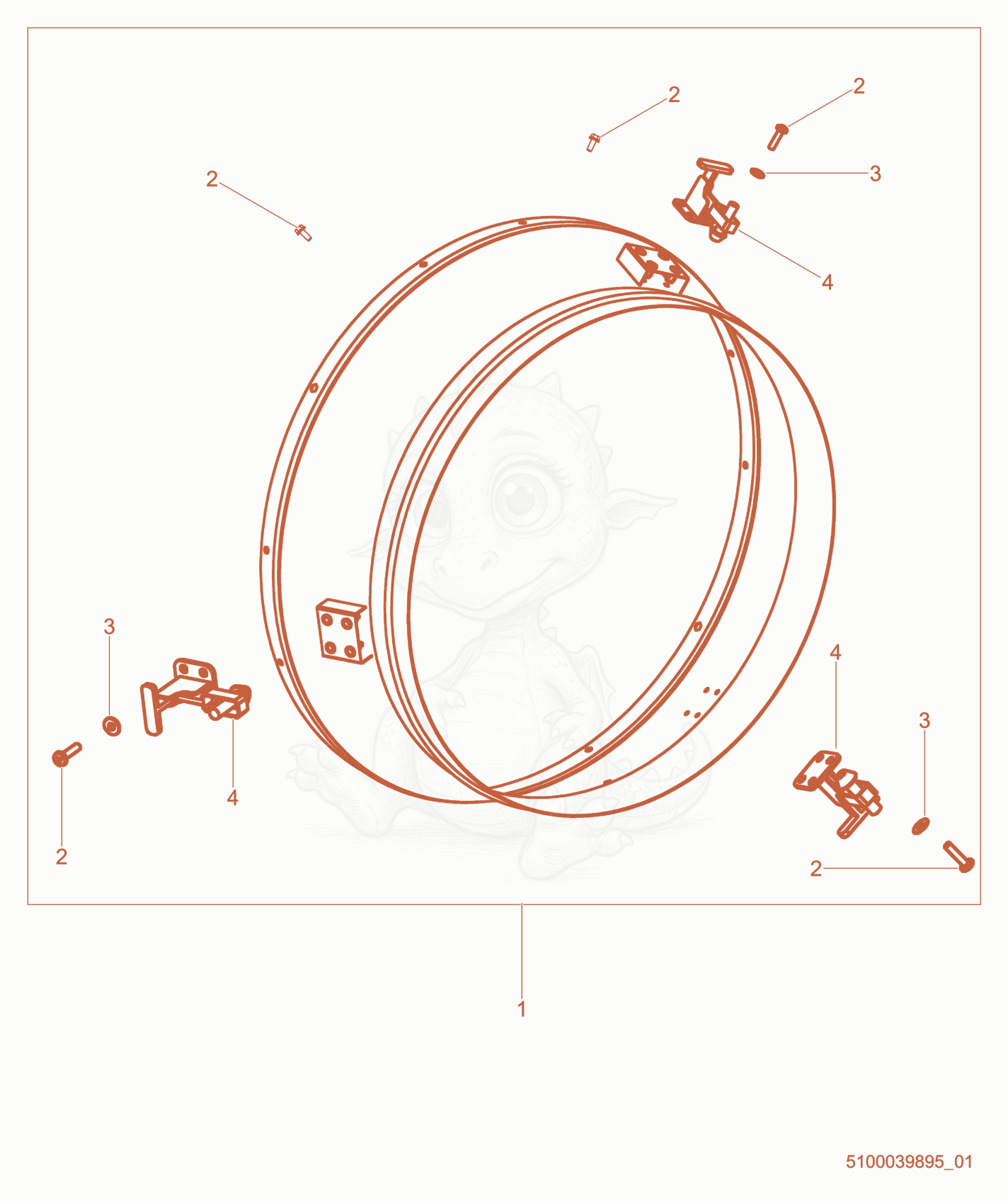Exploded parts diagram of the Duct adapter, 1 X 20 of a Wacker Neuson HI400HDG, with numbered balloons