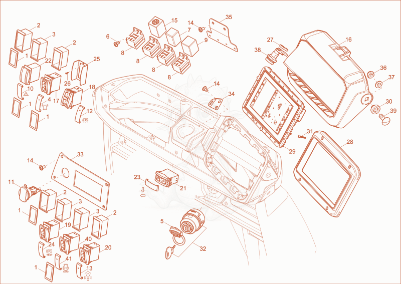 Exploded parts diagram of the instrument panel of a Wacker Neuson DW60-2, with numbered balloons