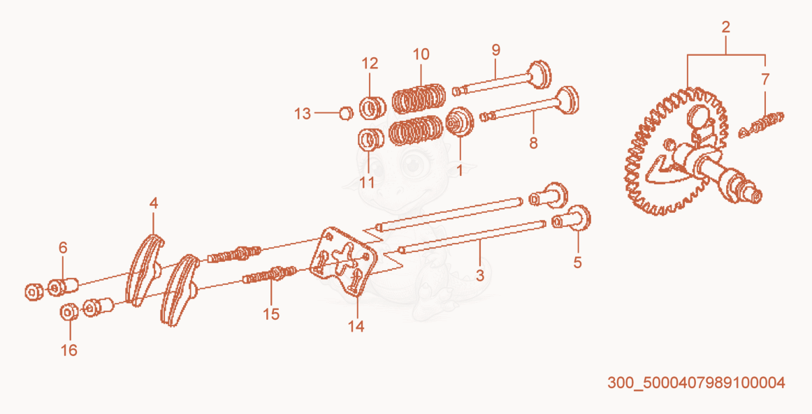 Exploded parts diagram of the Camshaft of a Wacker Neuson MP15A, with numbered balloons