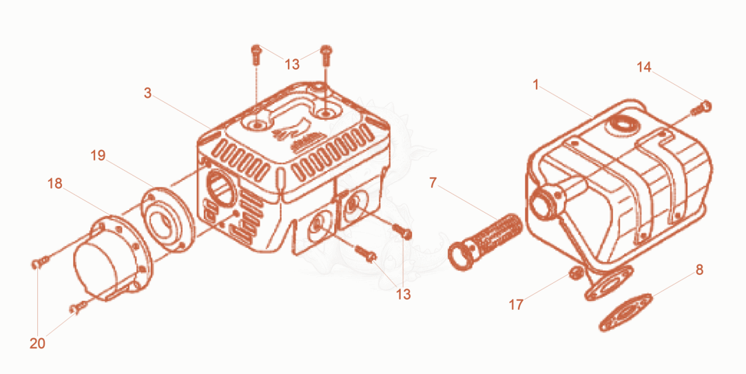 Exploded parts diagram of the Muffler of a Wacker Neuson BPS1340AW, with numbered balloons