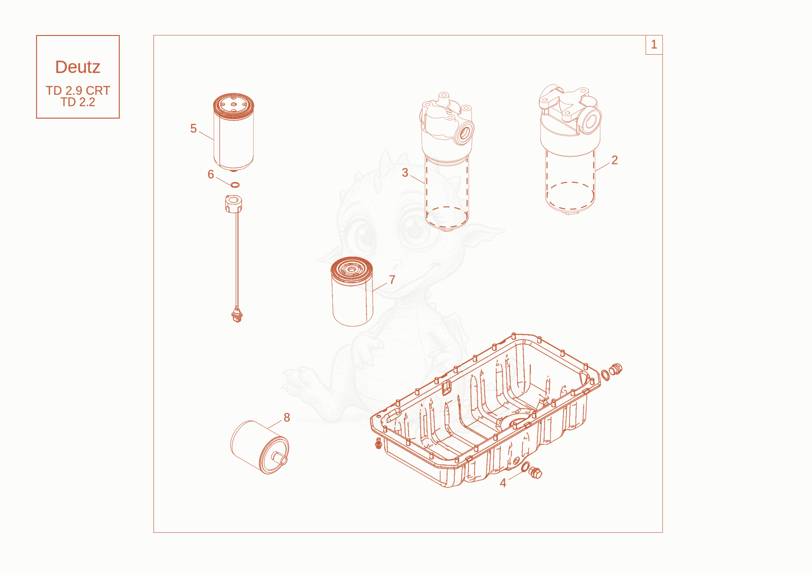 Exploded parts diagram of the maintenance package (500h) of a Wacker Neuson DW60-3, with numbered balloons