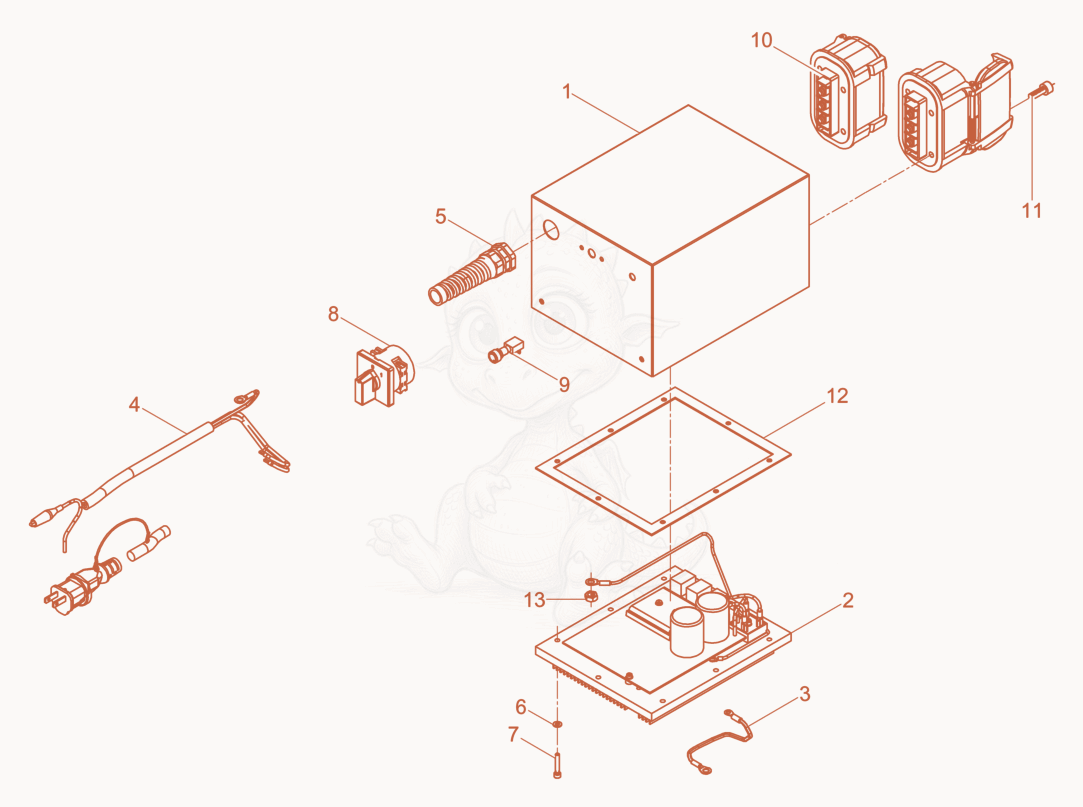 Exploded parts diagram of the Upper Part cpl. of a Wacker Neuson FUE2/048/240, with numbered balloons