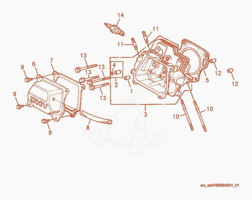Exploded parts diagram of the Cylinder Head/Cover of a Wacker Neuson GP2500A, with numbered balloons
