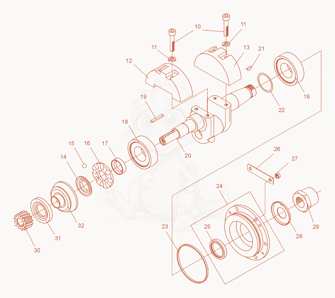 Exploded parts diagram of the Crankshaft of a Wacker Neuson DPS3060, with numbered balloons