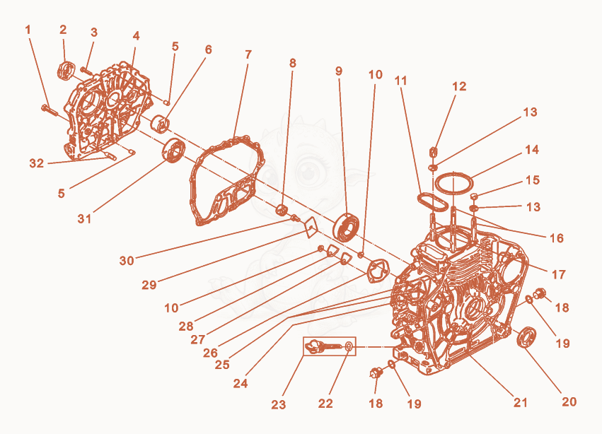 Exploded parts diagram of the Crankcase cpl. of a Wacker Neuson DS720, with numbered balloons