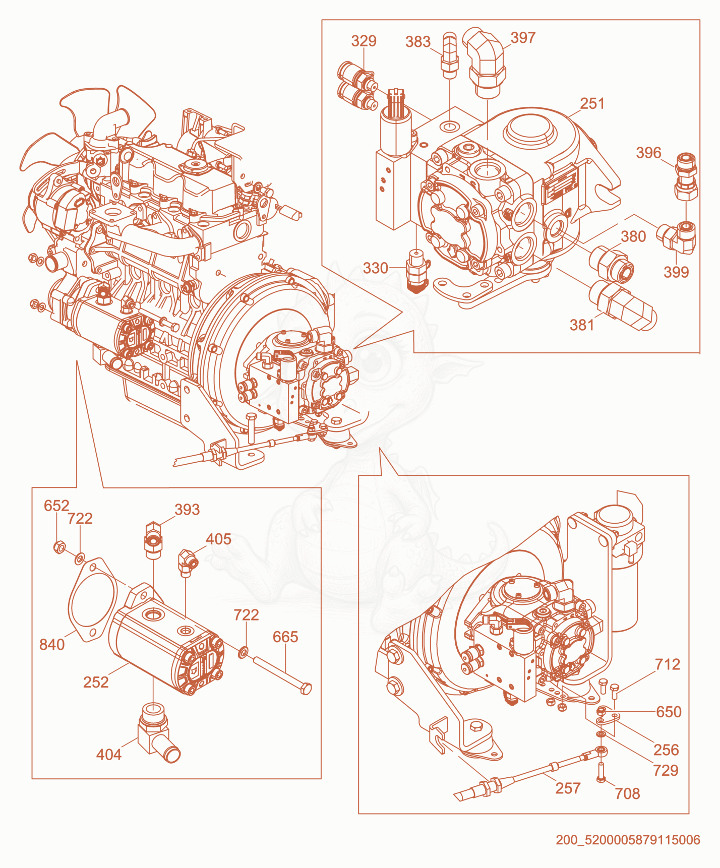 Exploded parts diagram of the Hydraulic Pump / Fittings of a Wacker Neuson RD27-120, with numbered balloons