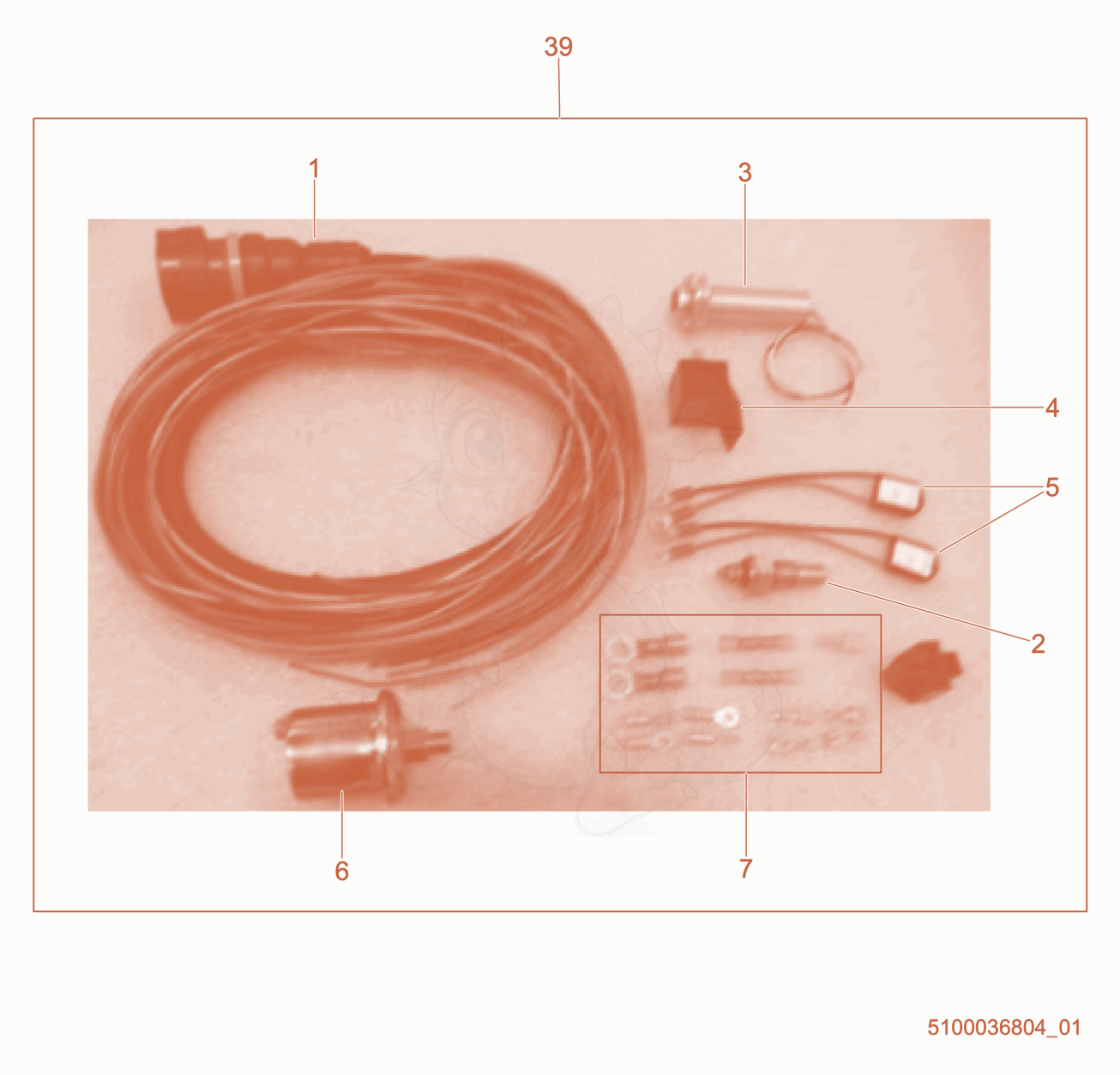 Despiece del Wiring Harness cpl. de una máquina Wacker Neuson APT6SCW, con globos numerados