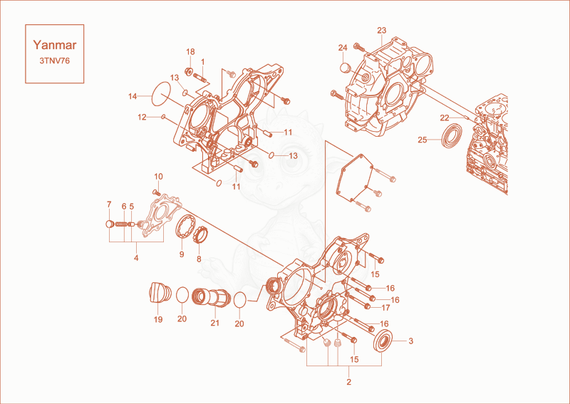 Despiece del SEAL - CRANKSHAFT de una máquina Wacker Neuson DW20, con globos numerados