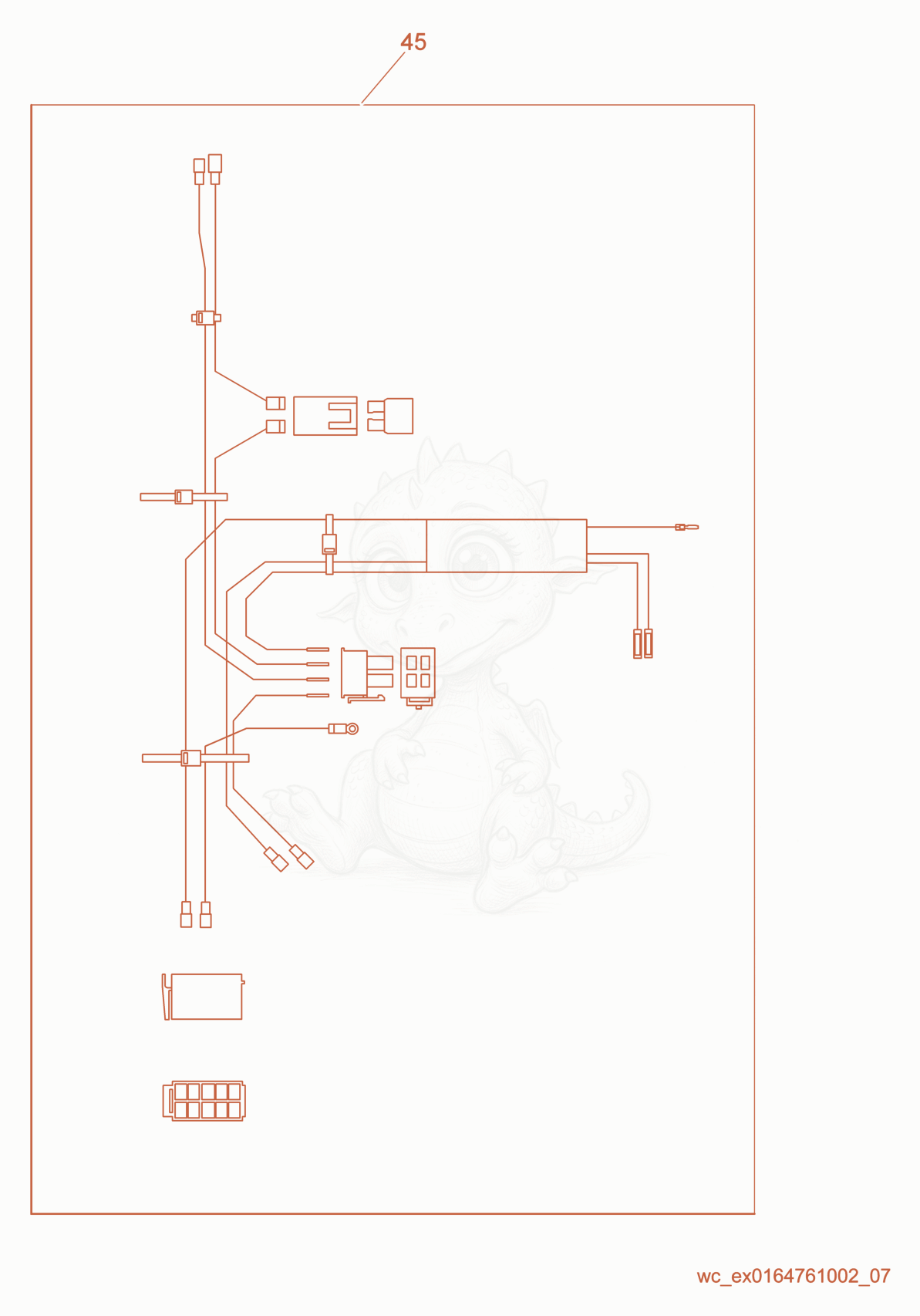 Exploded parts diagram of the Wiring Harness/Engine of a Wacker Neuson GP4000, with numbered balloons