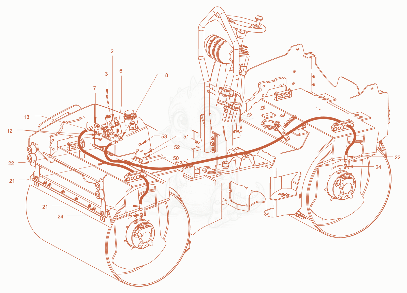 Exploded parts diagram of the parking brake of a Wacker Neuson RD24-100.3, with numbered balloons