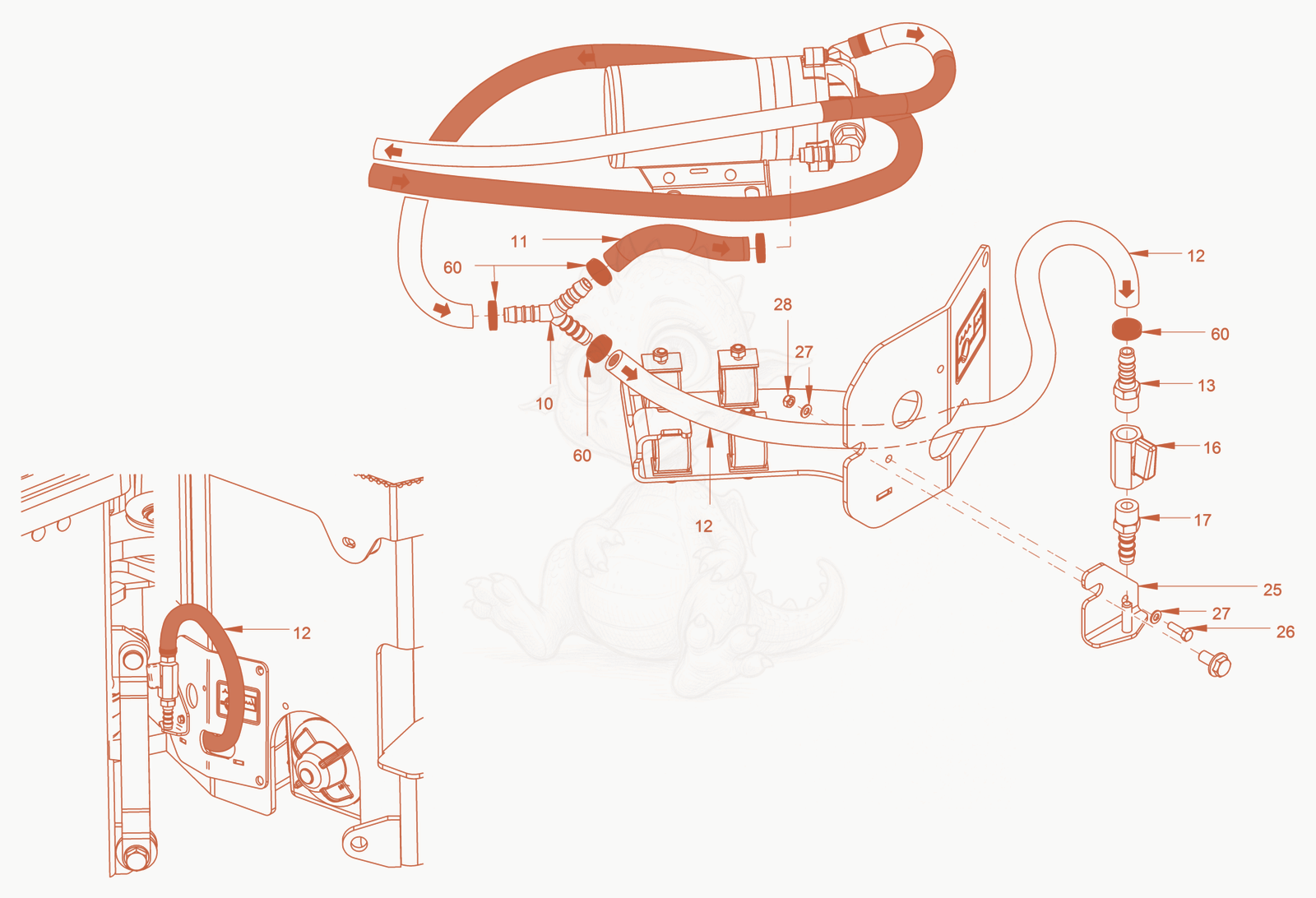 Exploded parts diagram of the Antifreezing Device of a Wacker Neuson RD45-140.3, with numbered balloons
