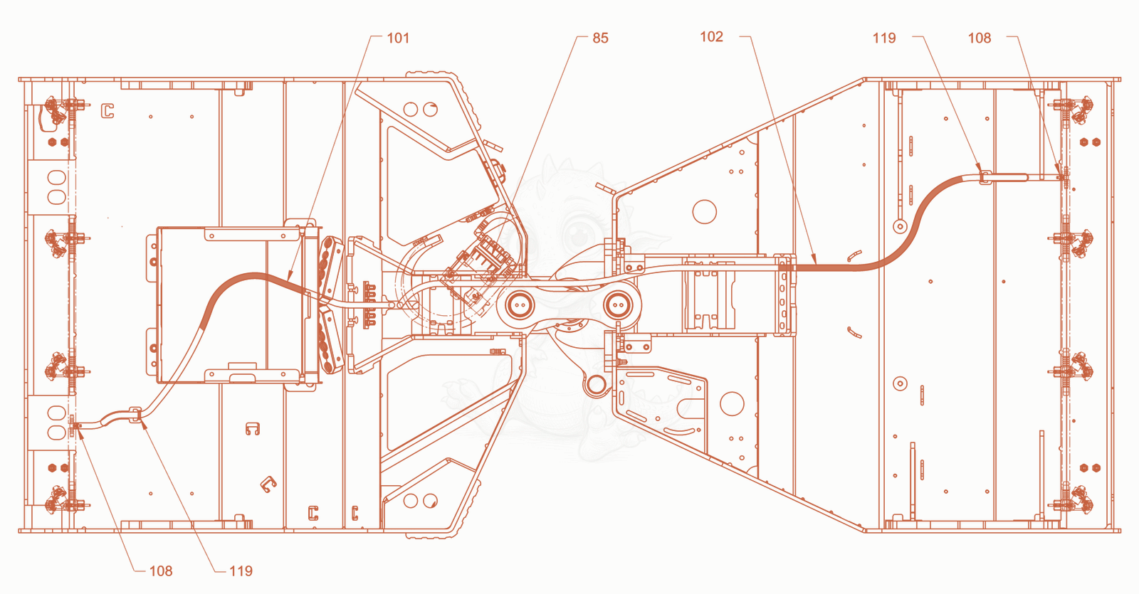 Exploded parts diagram of the Sprinkling of a Wacker Neuson RD40-130, with numbered balloons