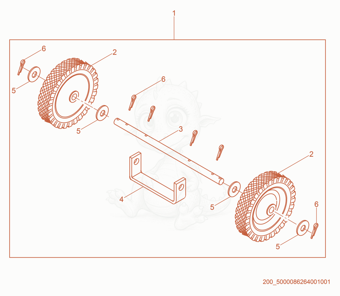 Exploded parts diagram of the Wheel Kit of a Wacker Neuson BS70-2I, with numbered balloons