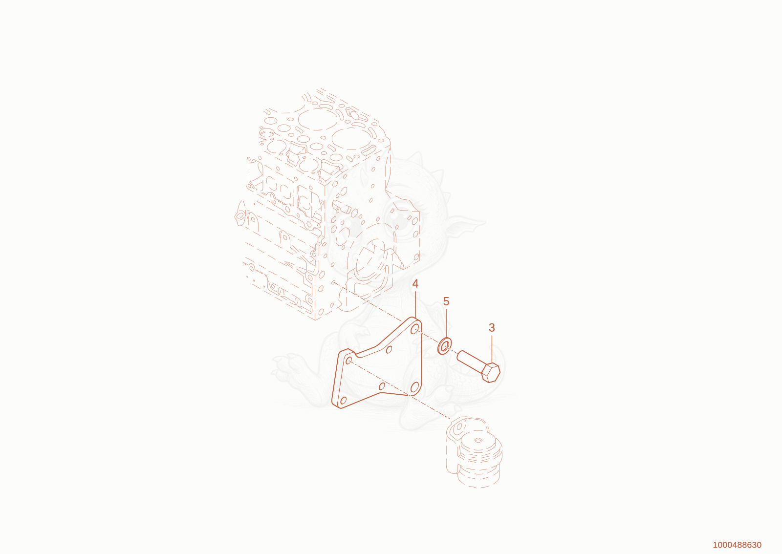 Exploded parts diagram of the Engine bedding of a Wacker Neuson TH755(416-24), with numbered balloons