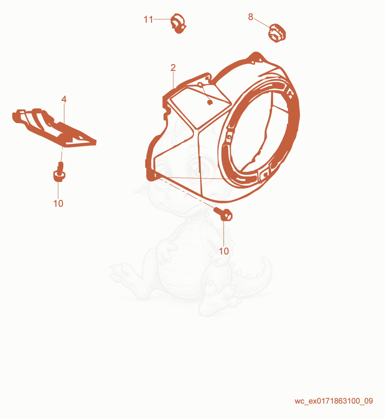 Exploded parts diagram of the Fan Cover of a Wacker Neuson GV6600A, with numbered balloons