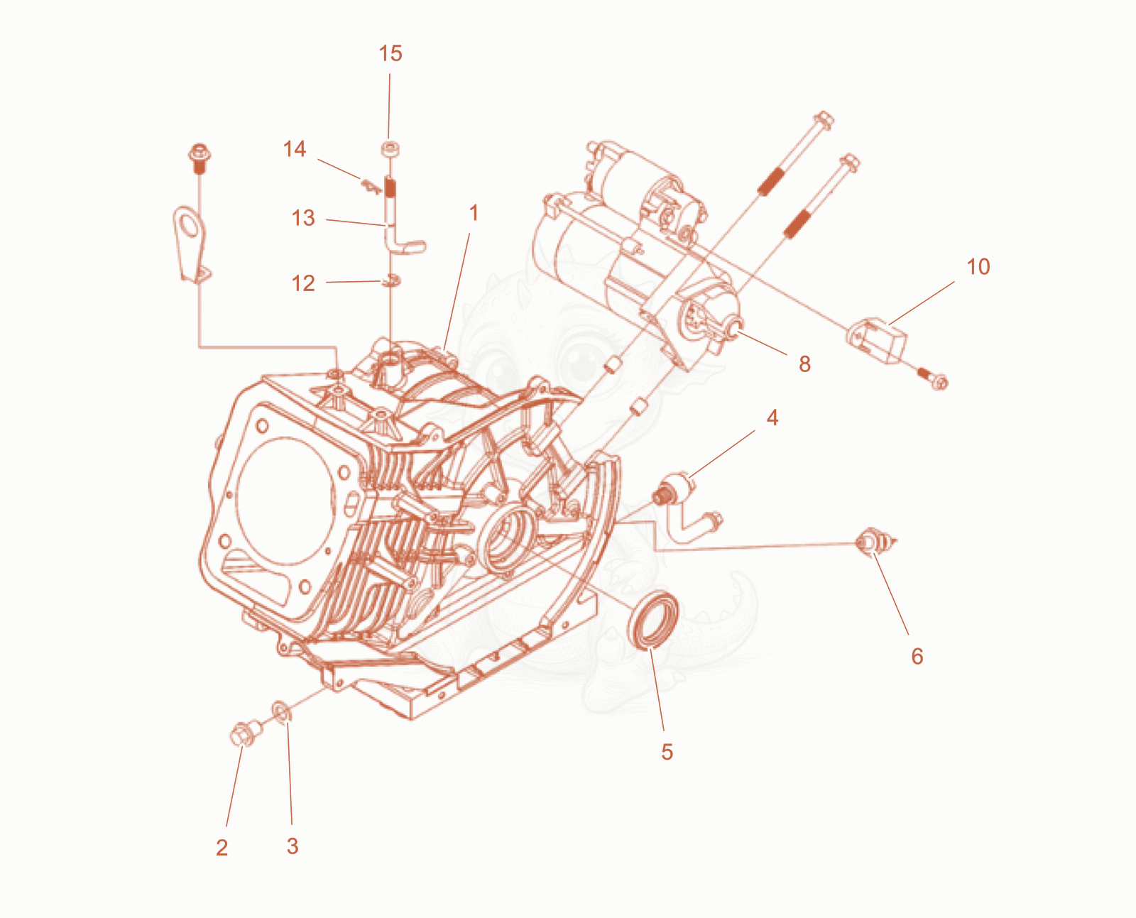 Despiece del Crankcase cpl. de una máquina Wacker Neuson GS10003G(NO-CE), con globos numerados