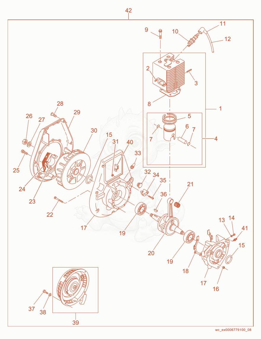 Exploded parts diagram of the Engine of a Wacker Neuson BS60Y, with numbered balloons