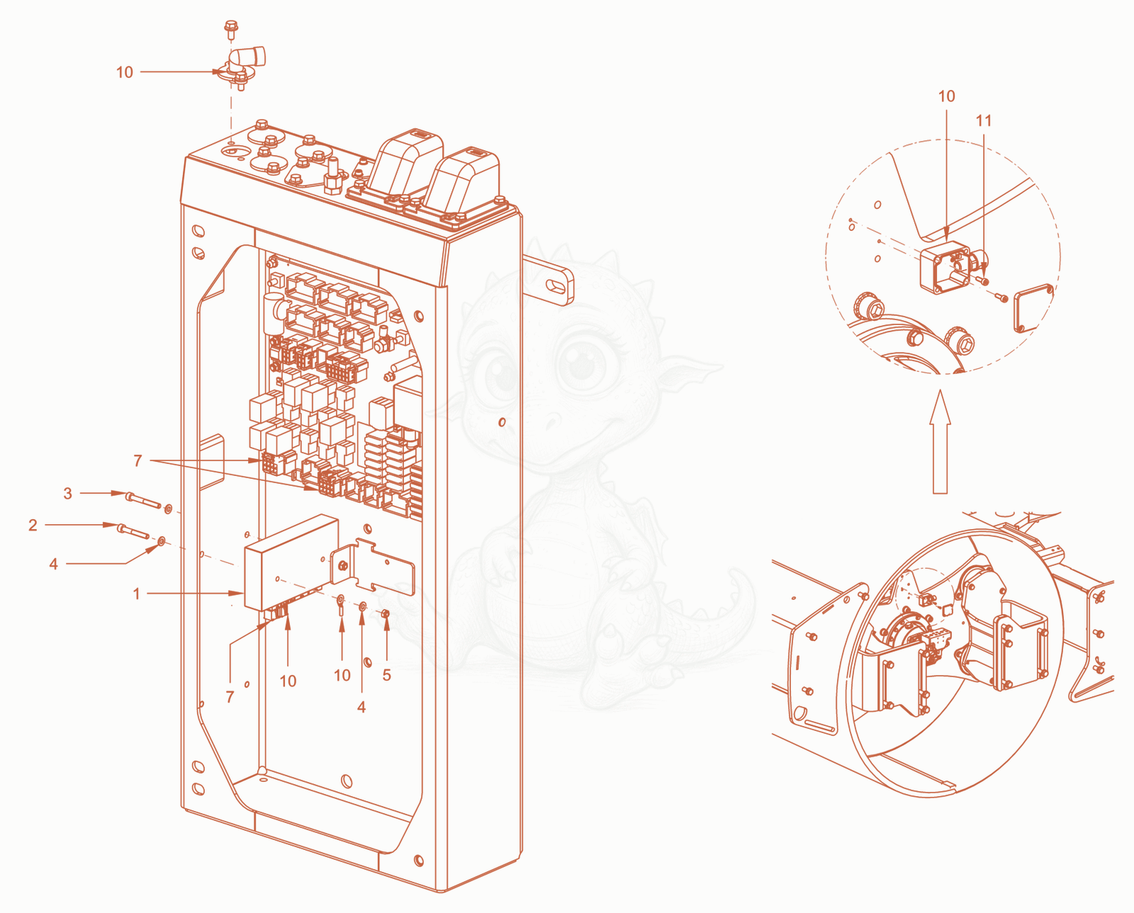 Exploded parts diagram of the compactometer of a Wacker Neuson RC50PDPFROPS, with numbered balloons