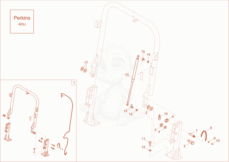 Exploded parts diagram of the NLA OVERROLL BAR (option) of a Wacker Neuson DW30, with numbered balloons