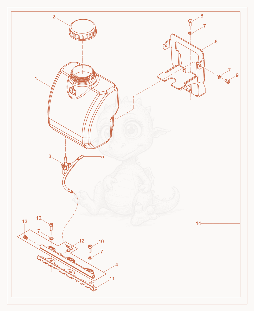 Exploded parts diagram of the Spinkler System cpl. of a Wacker Neuson VP1030AW, with numbered balloons