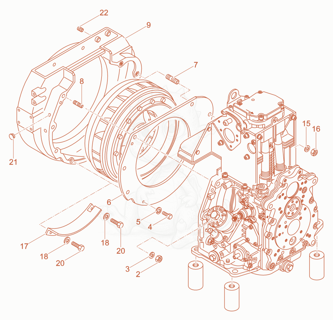 Exploded parts diagram of the Coupling housing of a Wacker Neuson DPU6555HS, with numbered balloons