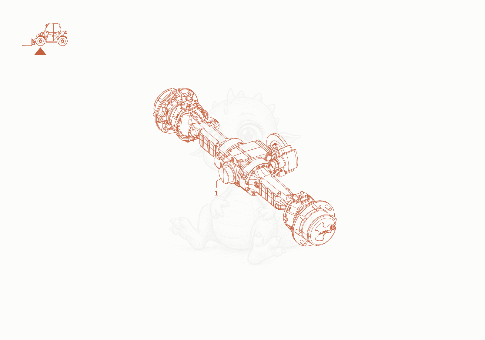 Exploded parts diagram of the front axle of a Wacker Neuson TH522STAGEV, with numbered balloons