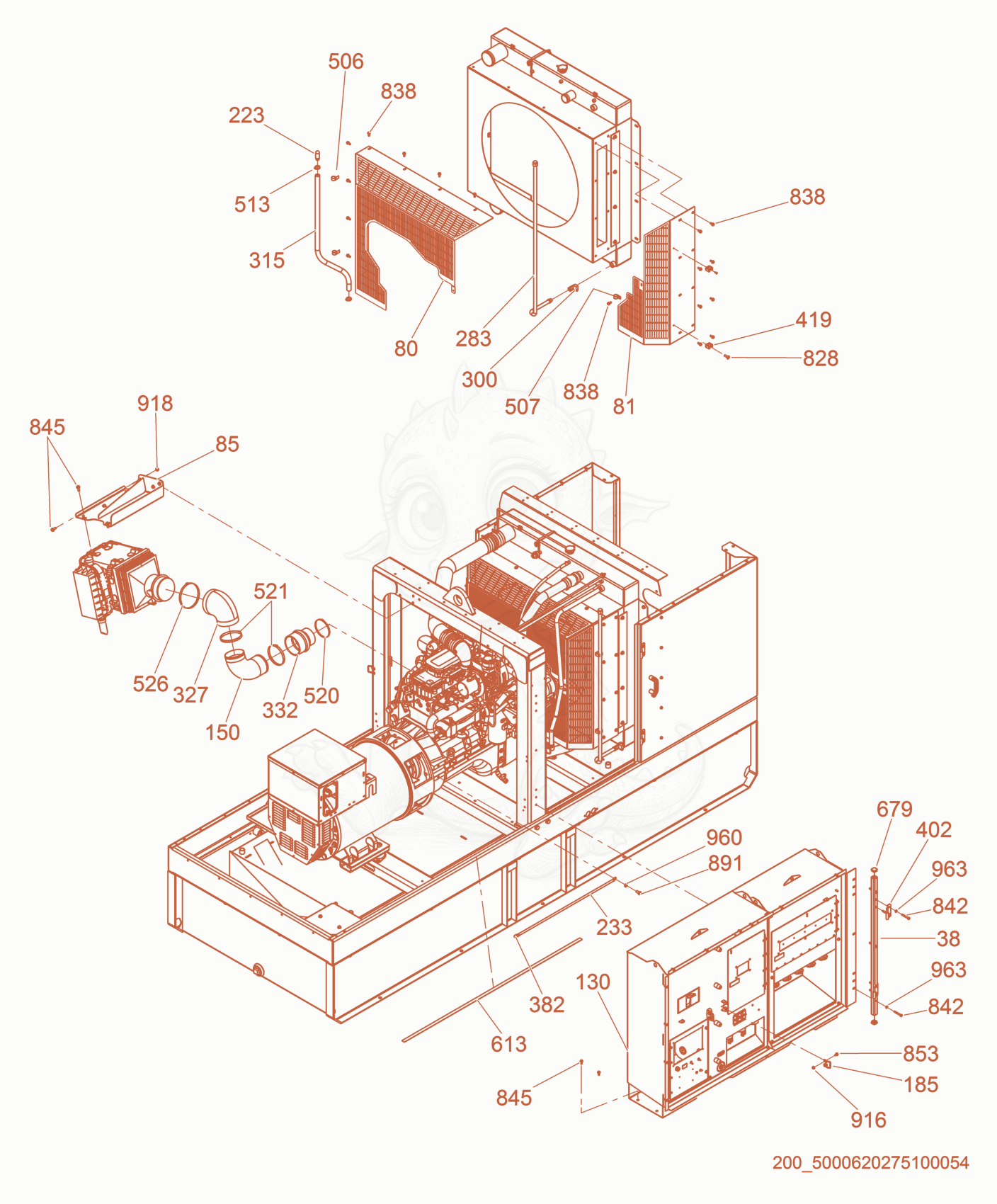 Exploded parts diagram of the Control Panel/Air Cleaner of a Wacker Neuson G320, with numbered balloons