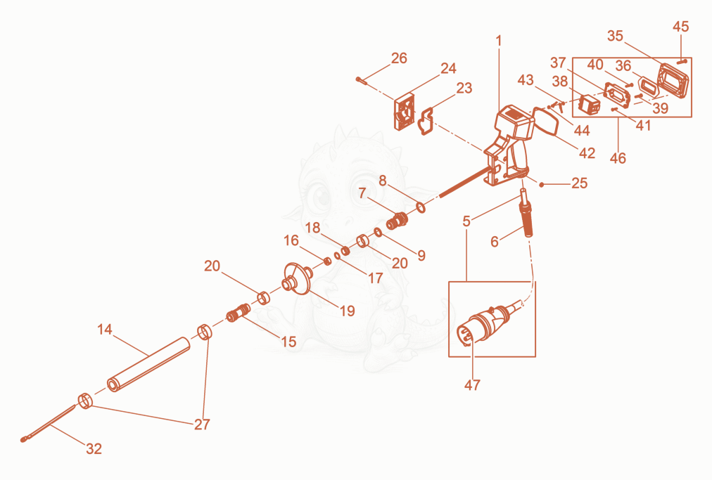 Exploded parts diagram of the Hose connection of a Wacker Neuson IRSEN30/250, with numbered balloons