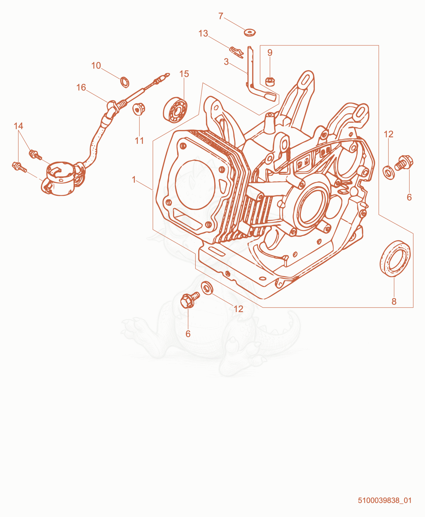 Exploded parts diagram of the Engine Block of a Wacker Neuson PT4A(I), with numbered balloons