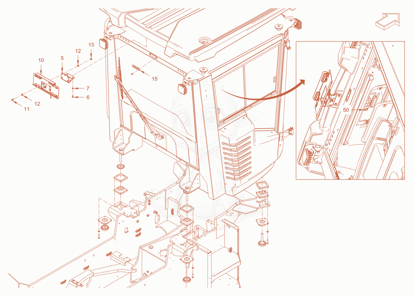 Exploded parts diagram of the homologation australia of a Wacker Neuson RC110PROPS, with numbered balloons