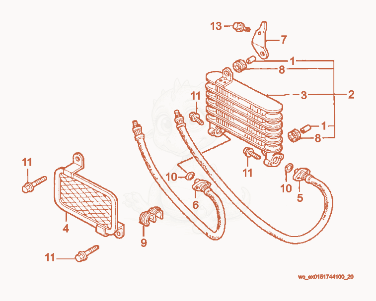 Exploded parts diagram of the Oil Cooler of a Wacker Neuson CRT36-24A-H, with numbered balloons