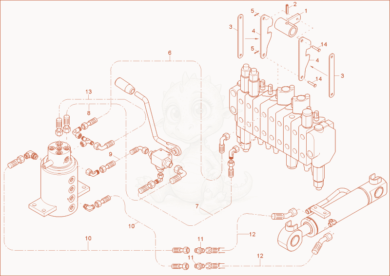 Exploded parts diagram of the DOZER BLADE OPERATION of a Wacker Neuson 803, with numbered balloons