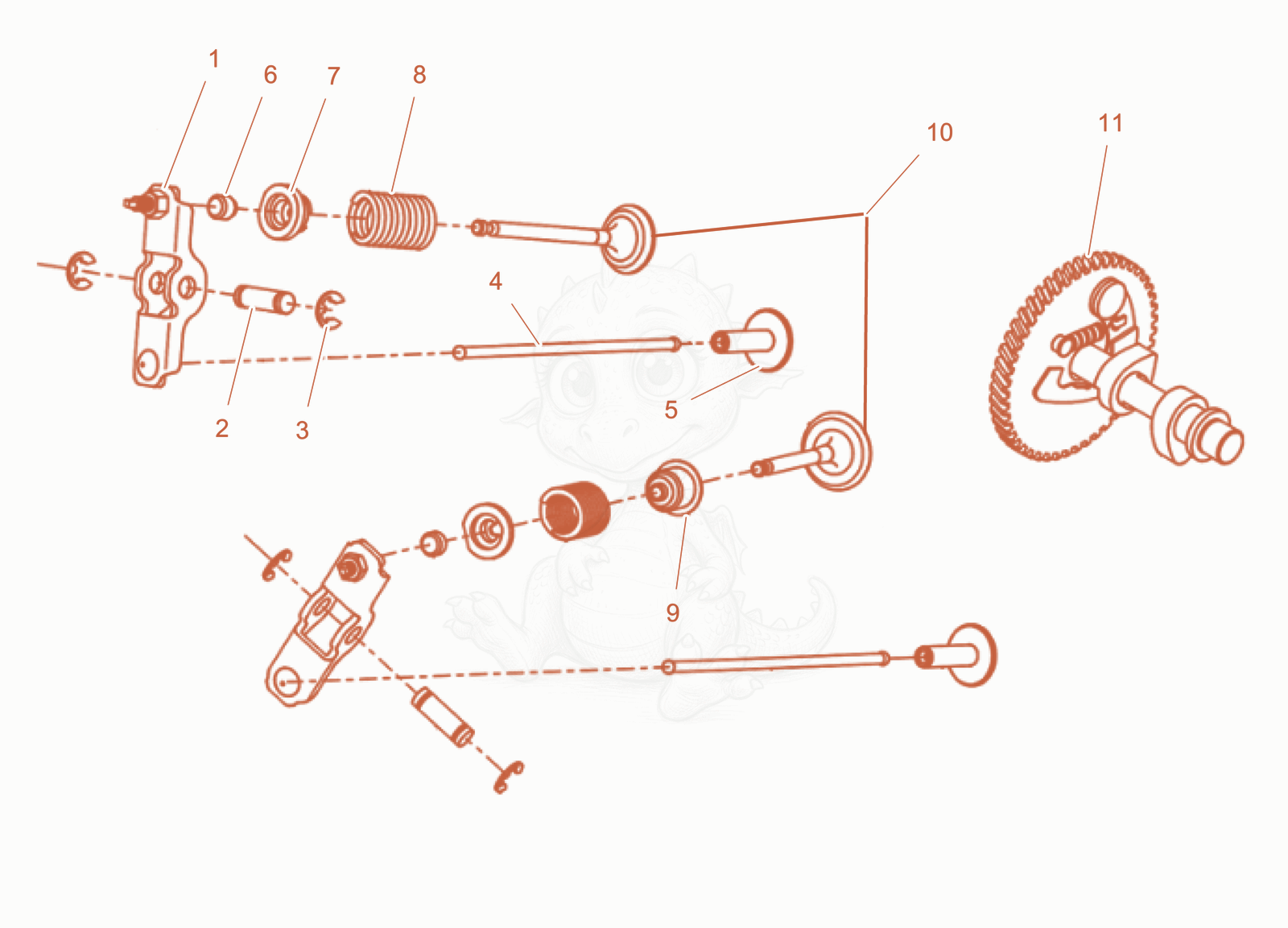 Exploded parts diagram of the Camshaft cpl. of a Wacker Neuson GS3500GICN, with numbered balloons