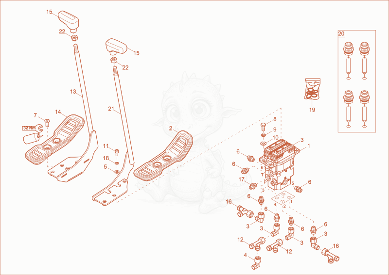 Exploded parts diagram of the driving valve of a Wacker Neuson ET145, with numbered balloons