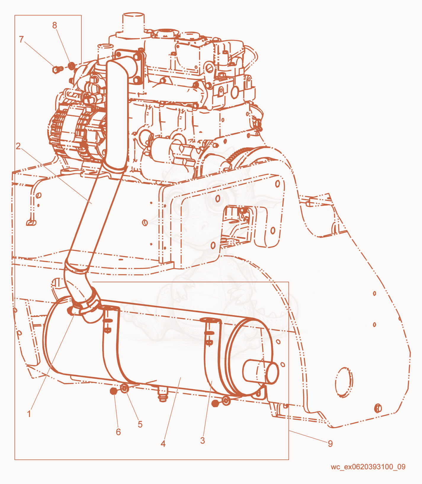 Exploded parts diagram of the Option-Spark Arrestor of a Wacker Neuson RD27-120, with numbered balloons