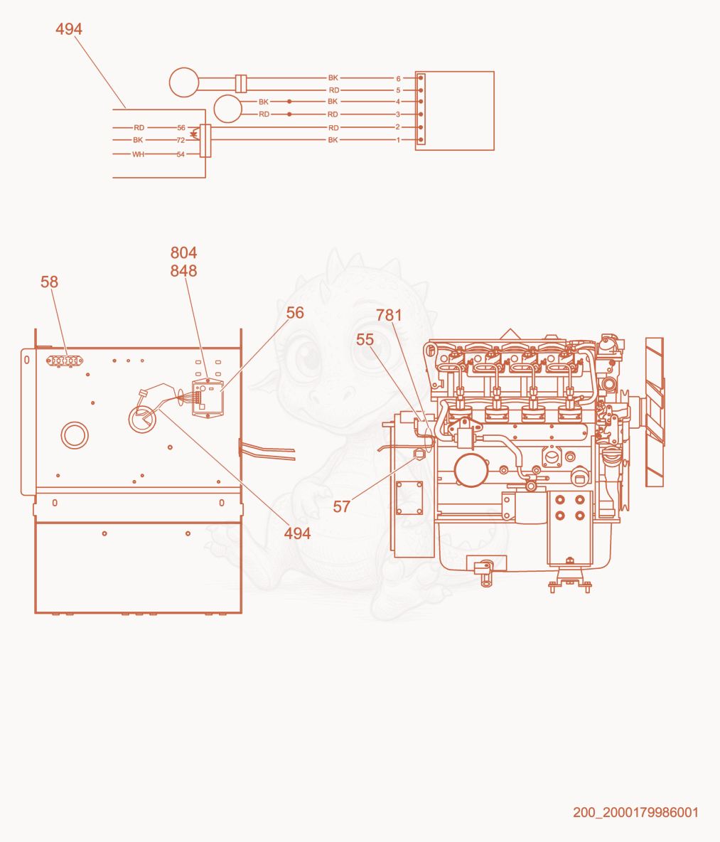 Exploded parts diagram of the Electronic Governor of a Wacker Neuson LTW20Z1, with numbered balloons