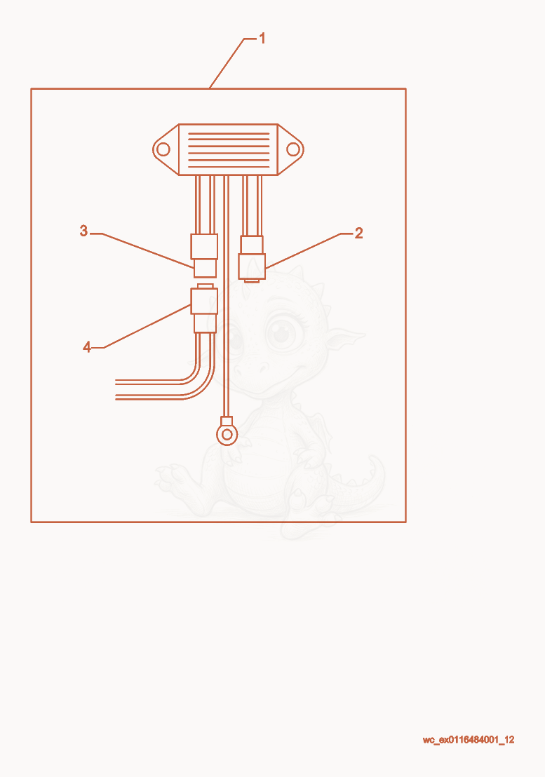 Exploded parts diagram of the Voltage Regulator of a Wacker Neuson RT56-SC2, with numbered balloons