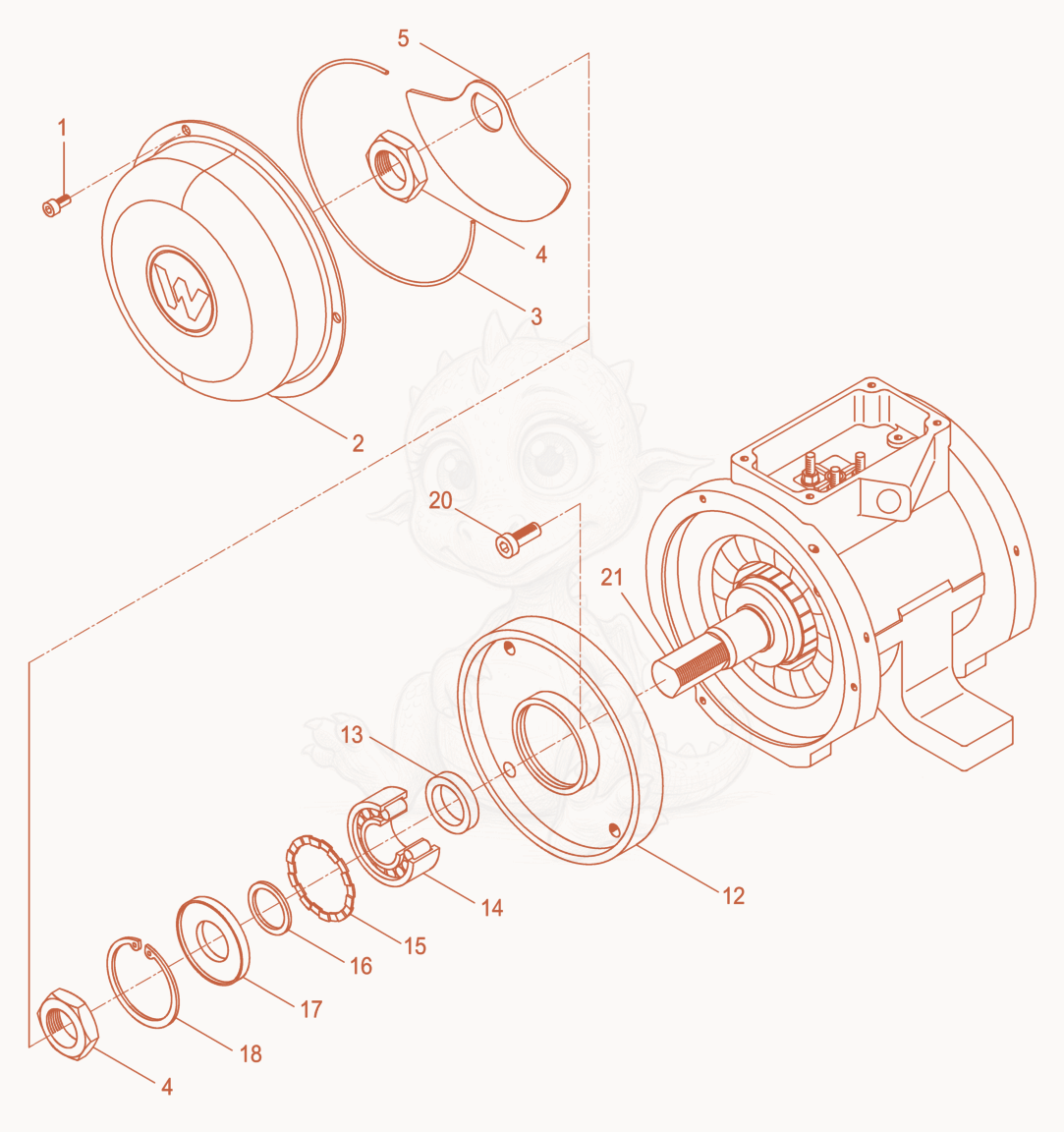 Exploded parts diagram of the External Vibrator cpl. of a Wacker Neuson AR52/7,2/046, with numbered balloons