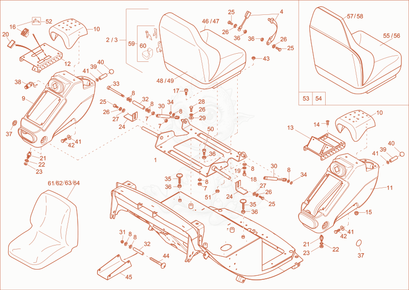 Exploded parts diagram of the drivers seat of a Wacker Neuson 2003, with numbered balloons