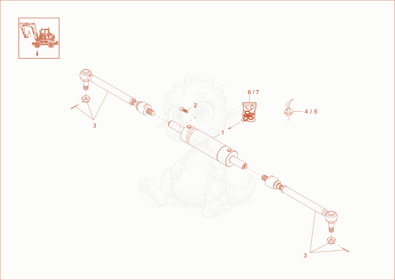 Exploded parts diagram of the steering cylinder of a Wacker Neuson 9503, with numbered balloons