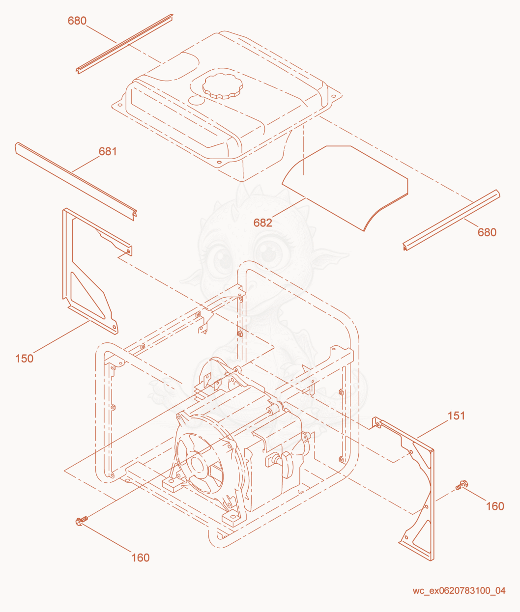 Exploded parts diagram of the Seal Kit of a Wacker Neuson GPSI4300, with numbered balloons