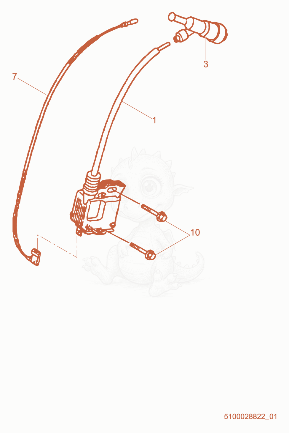 Exploded parts diagram of the Ignition Coil of a Wacker Neuson PDI2A(I), with numbered balloons