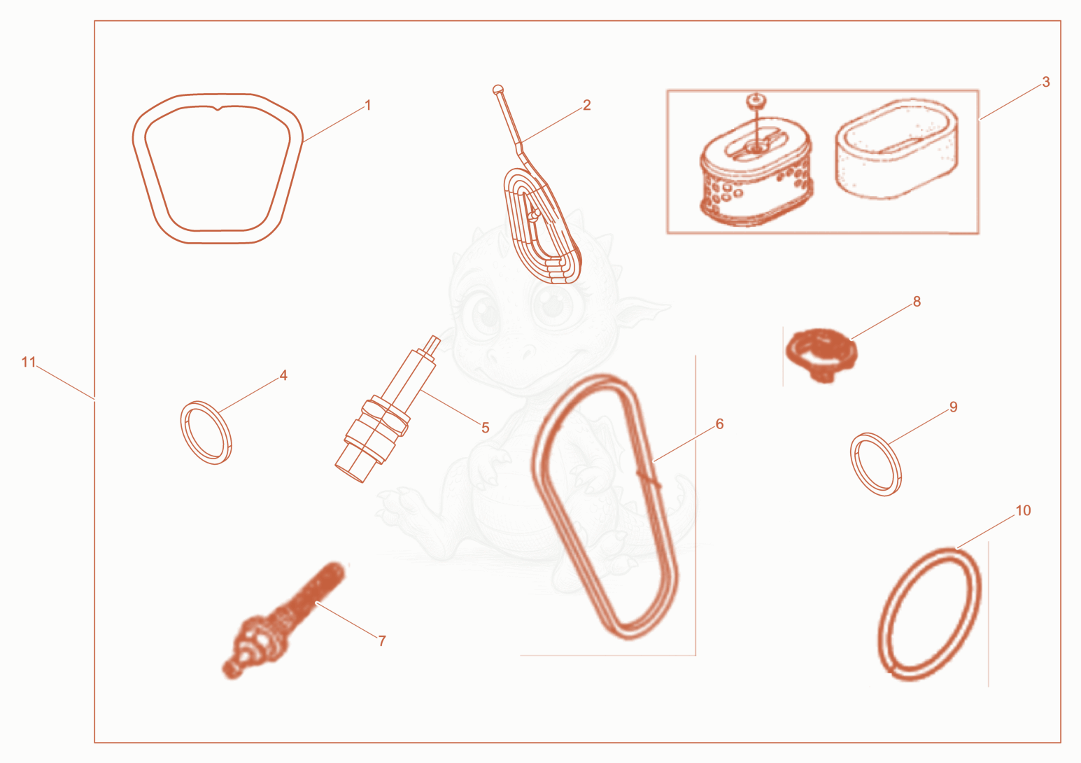 Exploded parts diagram of the Maintenance kit of a Wacker Neuson BPS1340AW, with numbered balloons
