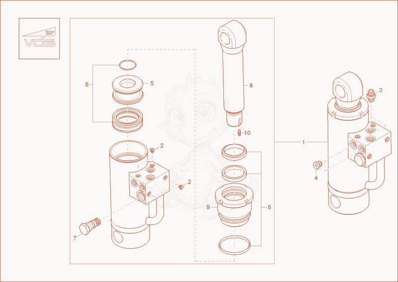 Exploded parts diagram of the BUCKET TILT CYLINDER (OPTION) of a Wacker Neuson ET24, with numbered balloons