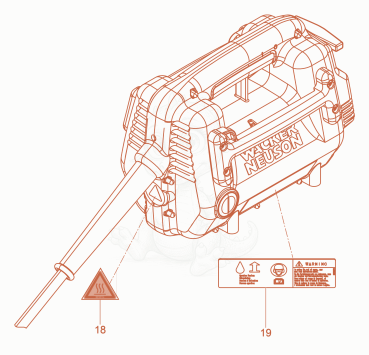 Exploded parts diagram of the Labels of a Wacker Neuson M3000/120/UL, with numbered balloons