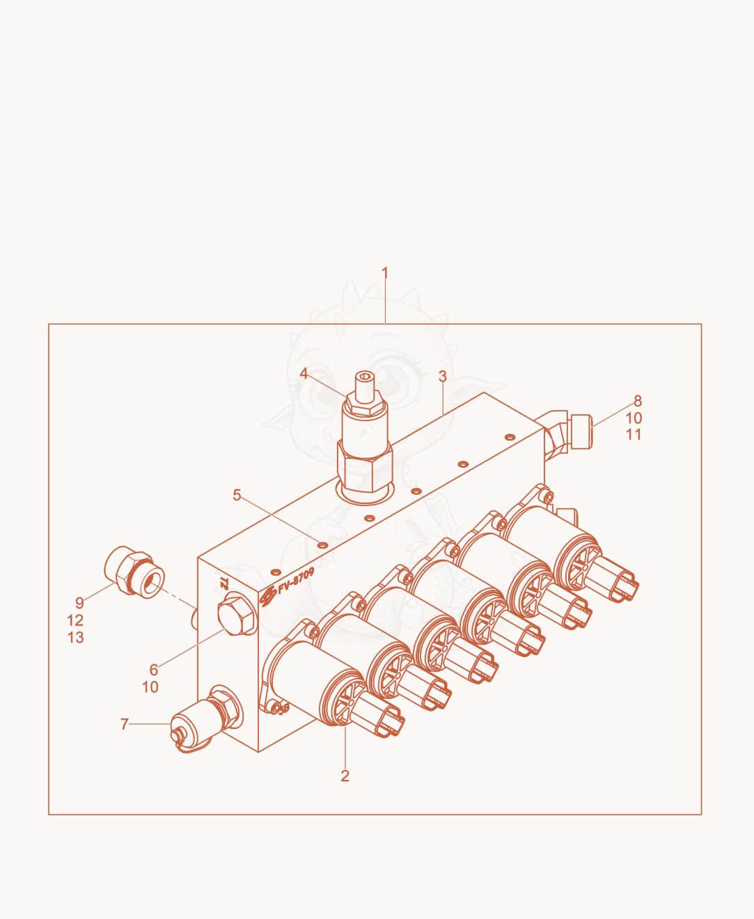 Exploded parts diagram of the Hydraulic Manifold of a Wacker Neuson CRT48-35L-PSEU, with numbered balloons